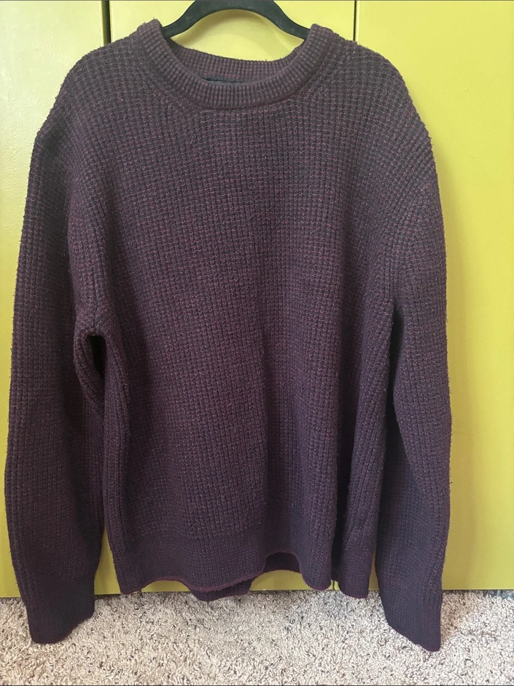 Men's Banana Republic Crewneck Waffle Knit Sweater - Plum and Navy XL